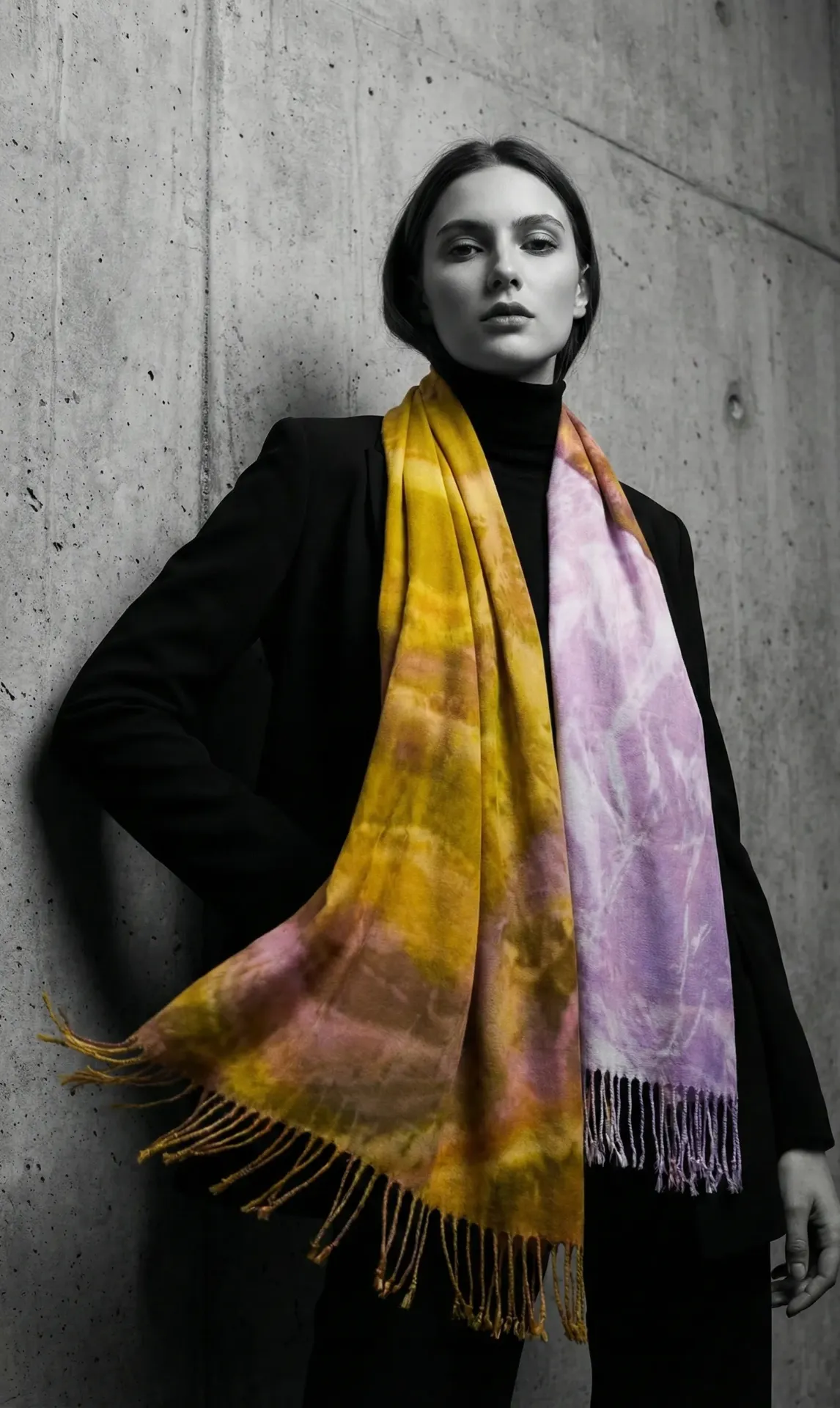 Yellow Rose Tassel Scarf