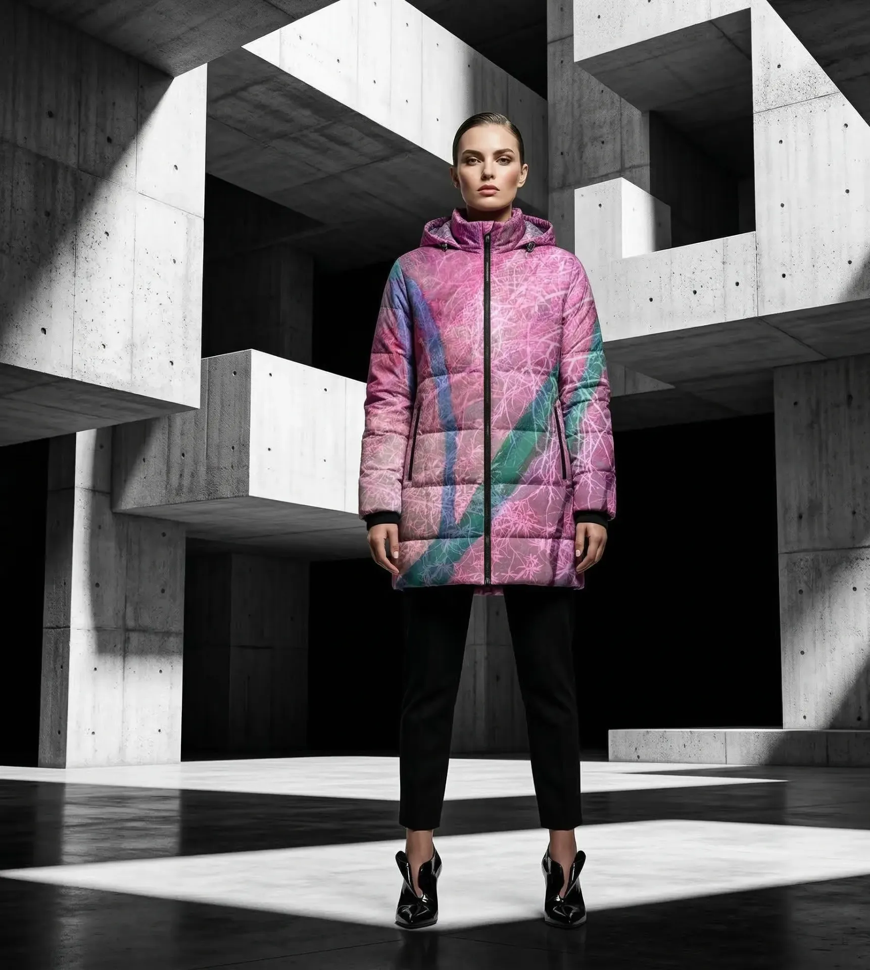 The Branching Rose Hooded Puffer Coat (S)