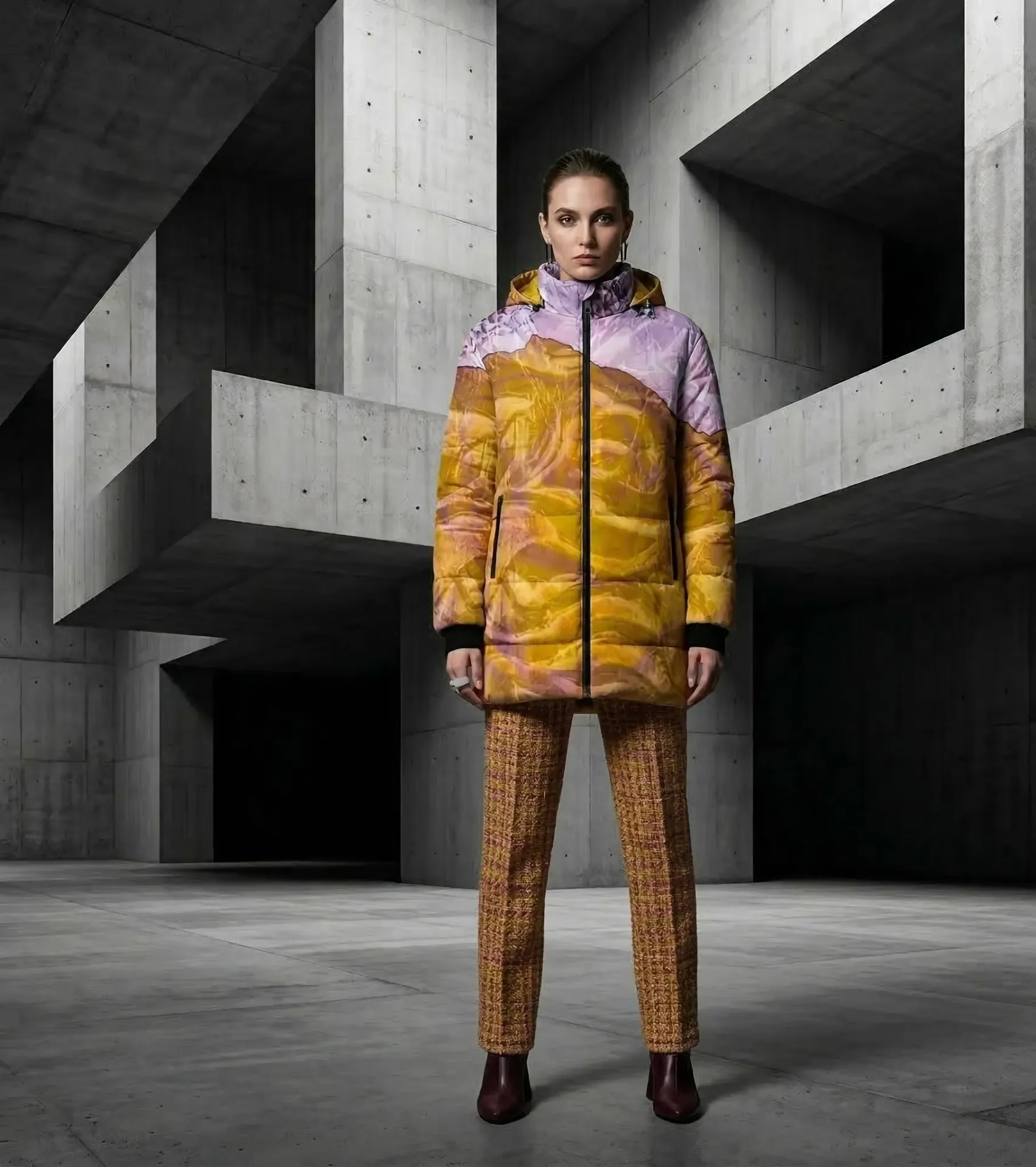 Yellow Rose Hooded Puffer Coat (S)
