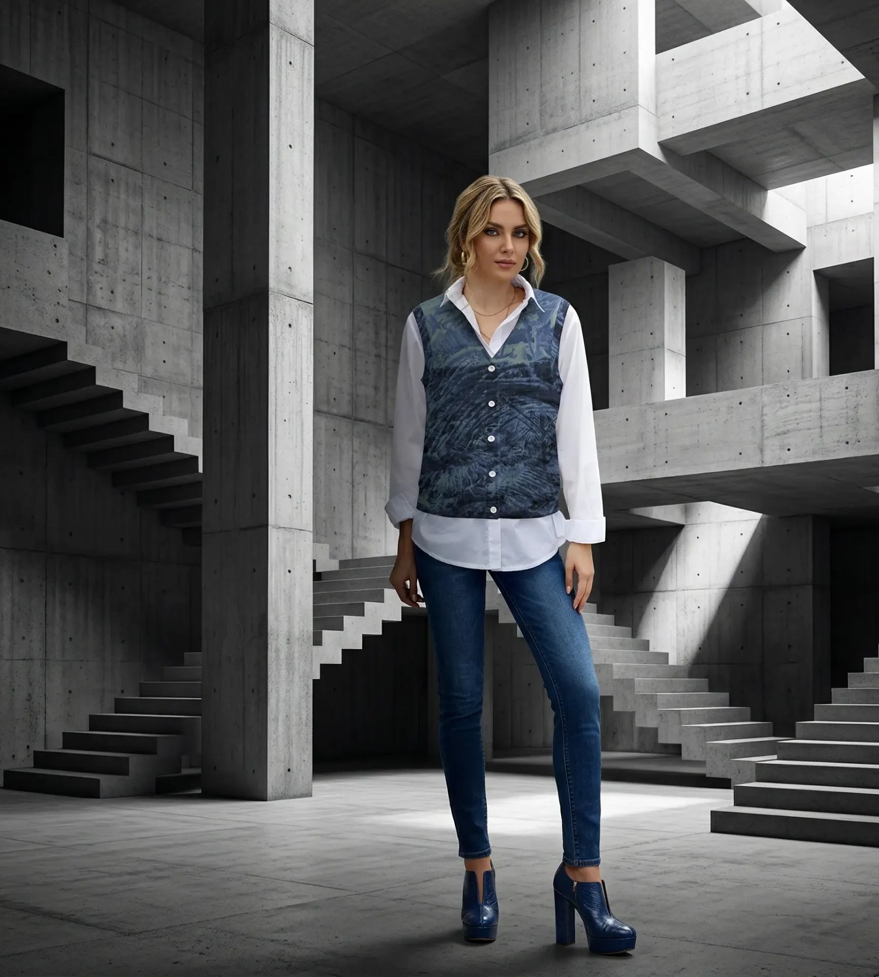 Midnight Calm Sleeveless Cardigan